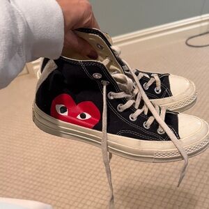 Converse Black Sneakers with Red Heart Motif
